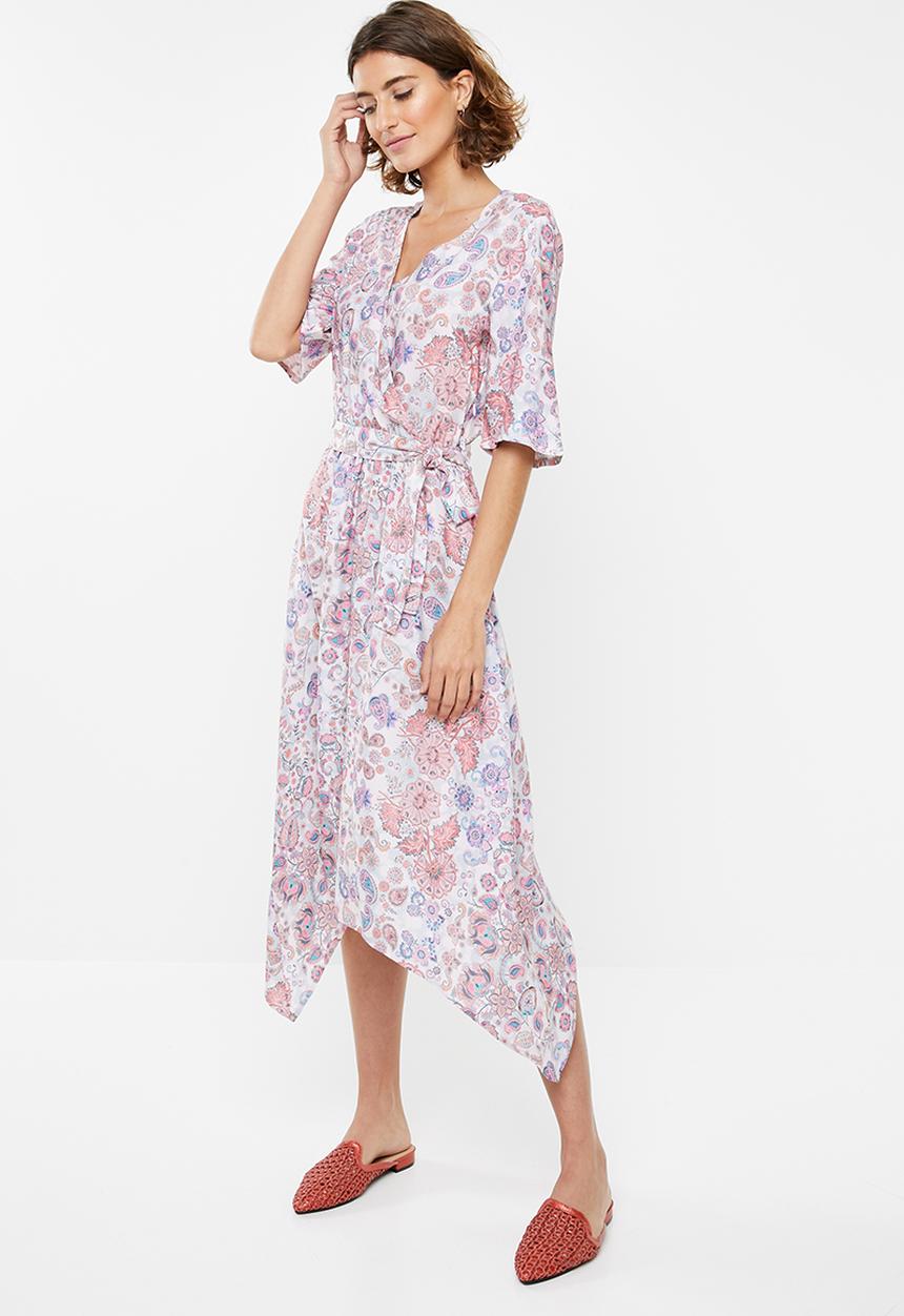edit - Belted fit and flare dress - multi