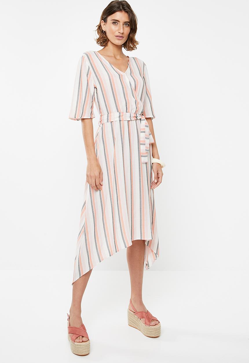 edit - Belted fit and flare dress - multi