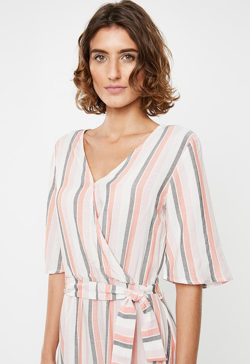 edit - Belted fit and flare dress - multi