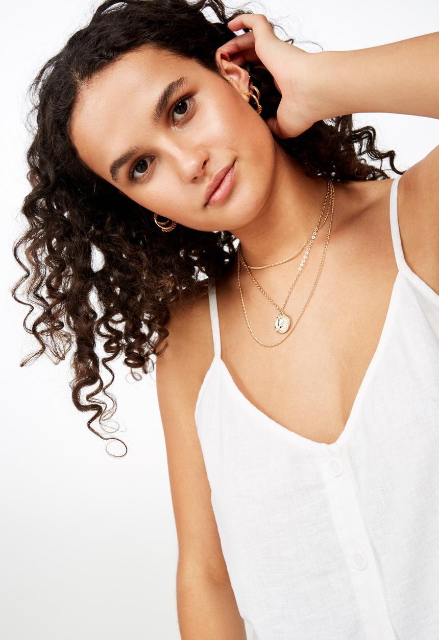 Cotton On - Amy v-neck cami with button - white