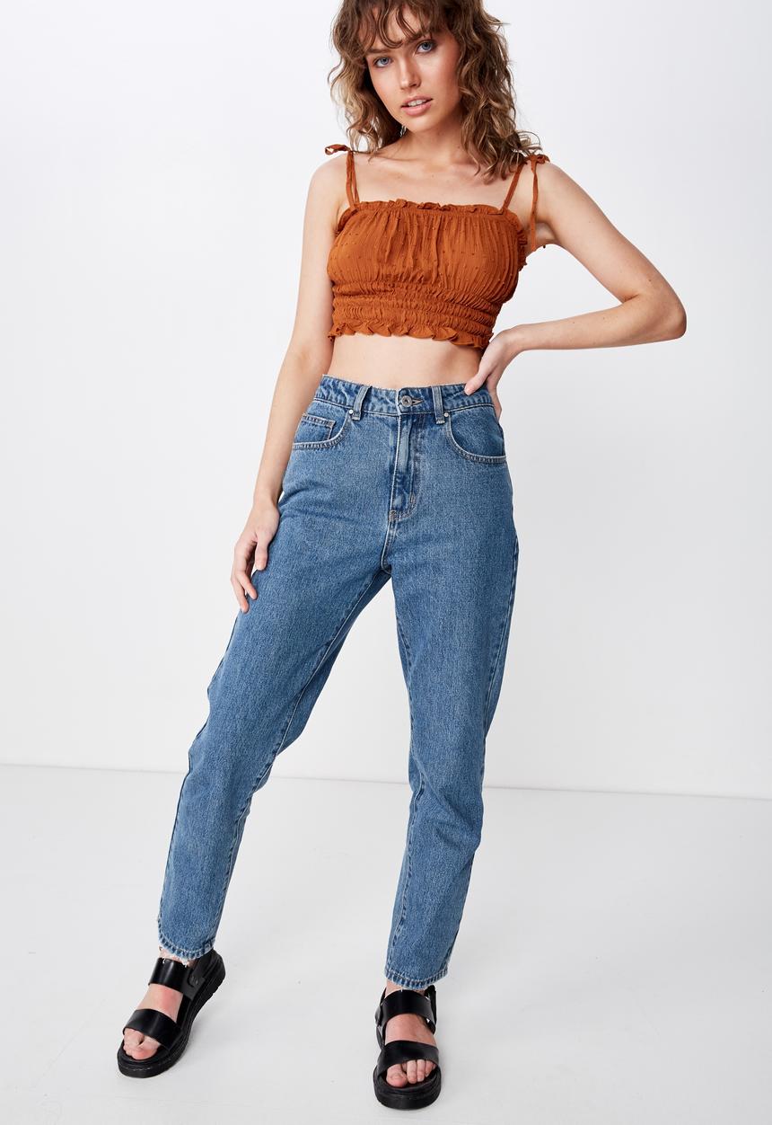 Cotton On - Chelsea shirred cropped cami - rust