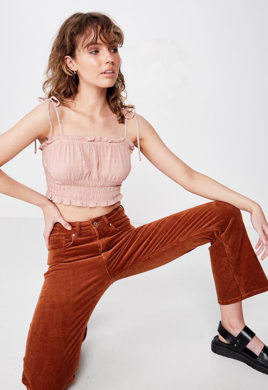 Cotton On - Chelsea shirred cropped cami - pink