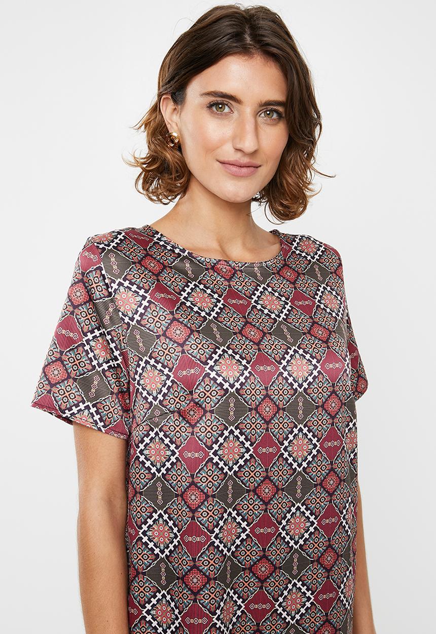 edit - Sleeved shift dress - multi