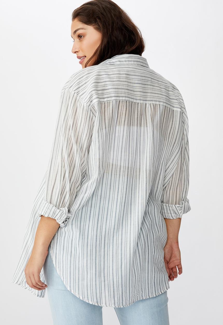 Cotton On - Curve savannah oversized Angie stripe - navy & white