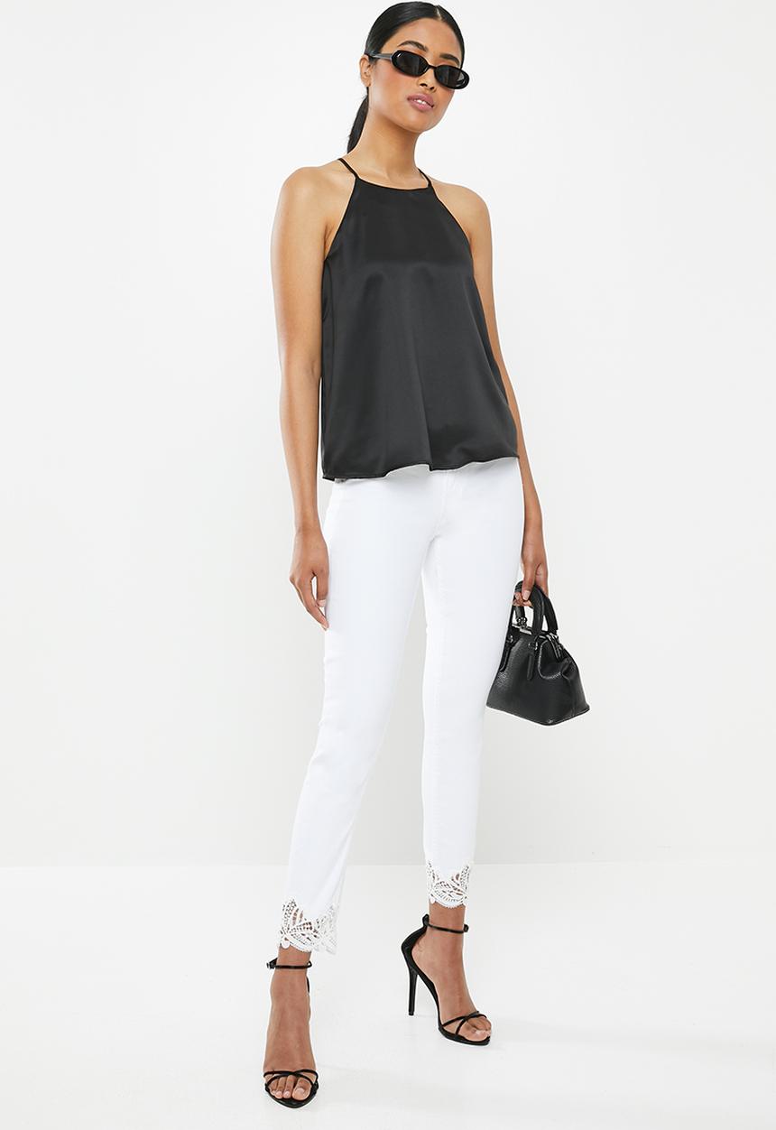 SISSY BOY - Axel skinny with crochet hem - white