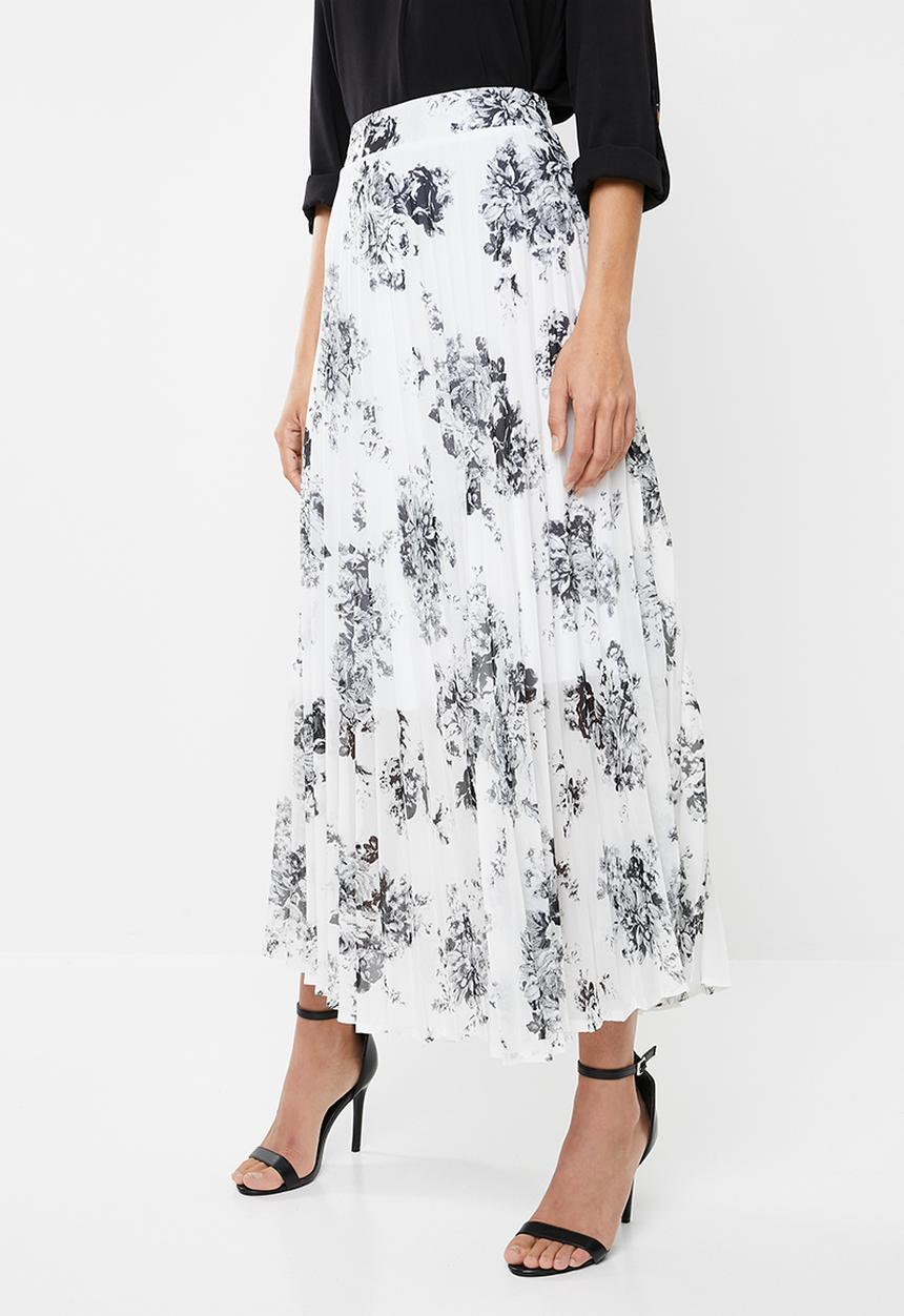 edit - Pleated maxi skirt - black & white