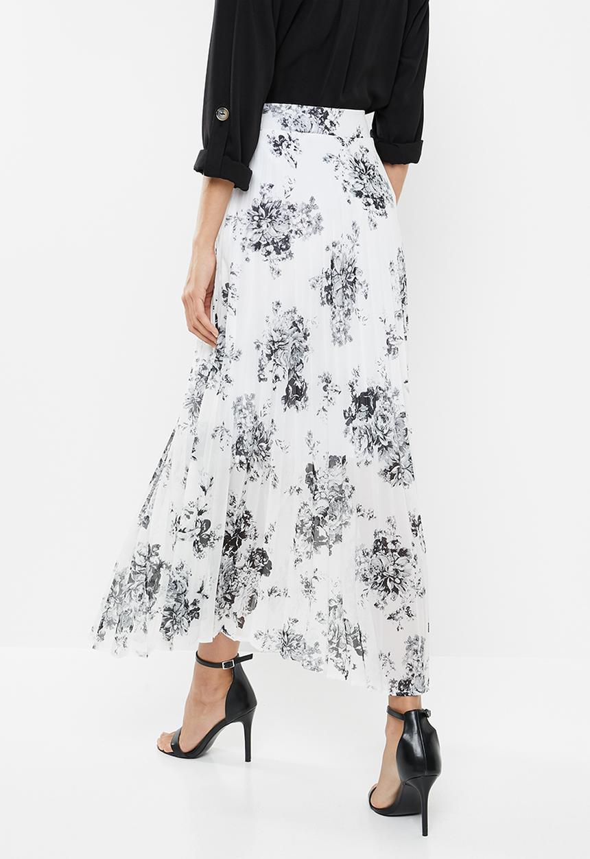 edit - Pleated maxi skirt - black & white