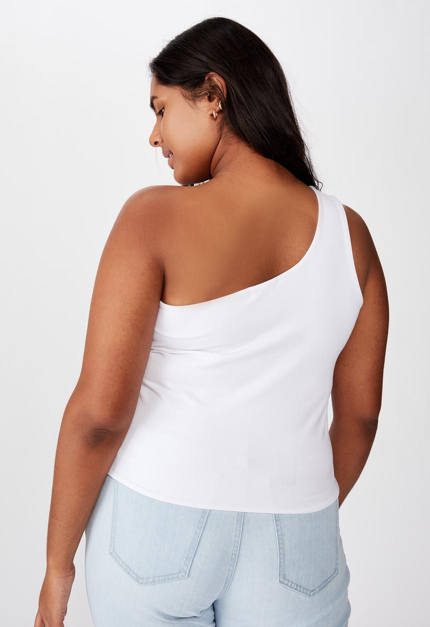 Cotton On - Curve one shoulder sleeveless top - white