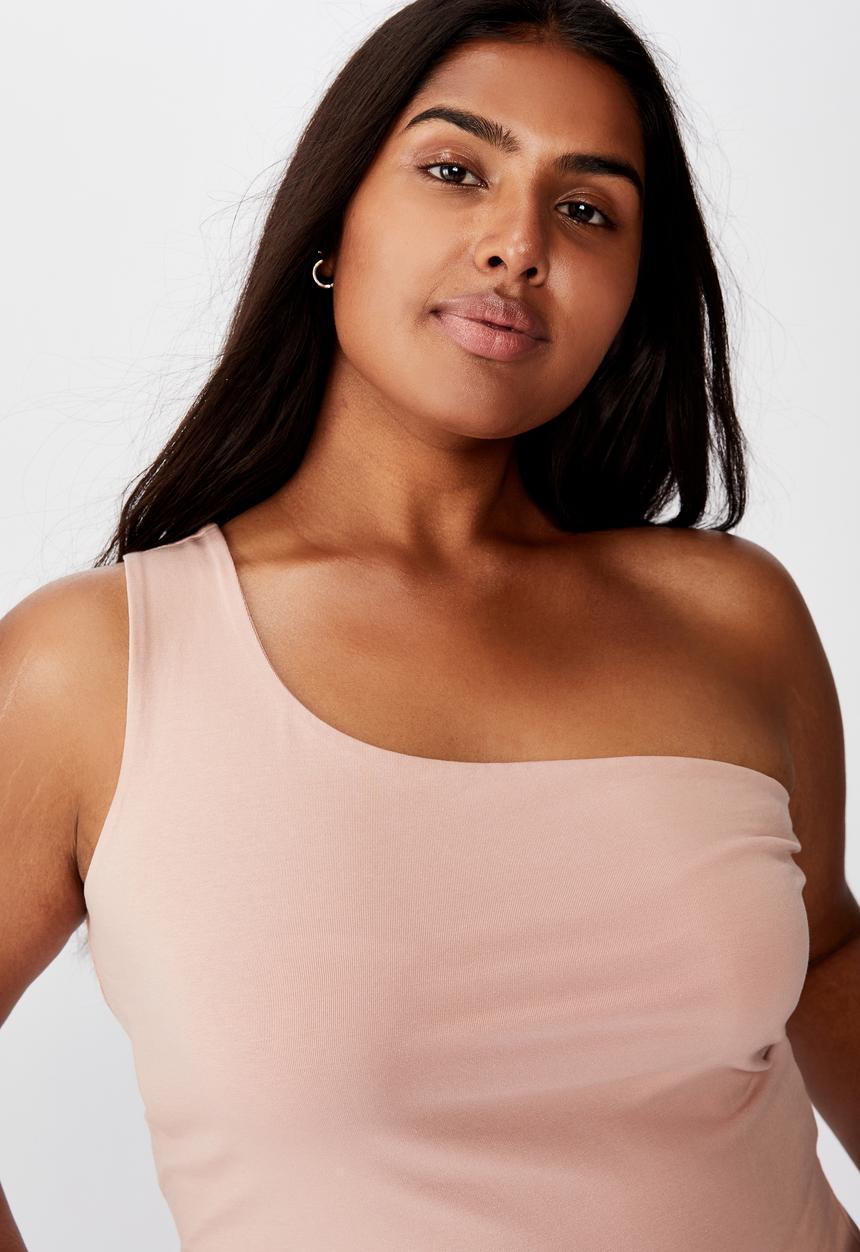 Cotton On - Curve one shoulder sleeveless top - pink 