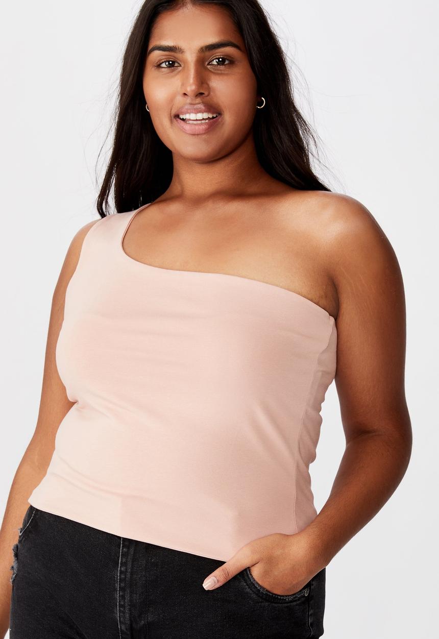 Cotton On - Curve one shoulder sleeveless top - pink 