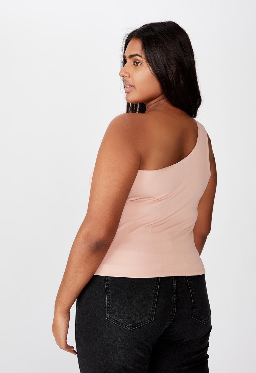 Cotton On - Curve one shoulder sleeveless top - pink 