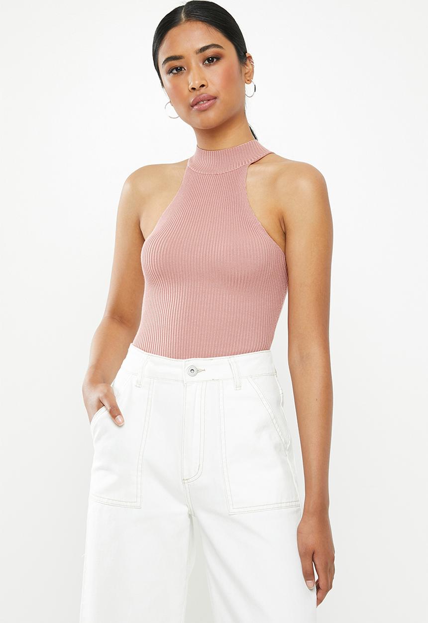 Missguided - Racer neck bodysuit - pink