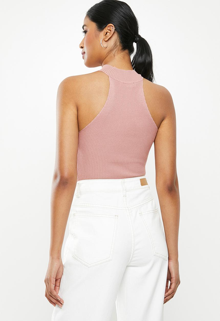 Missguided - Racer neck bodysuit - pink