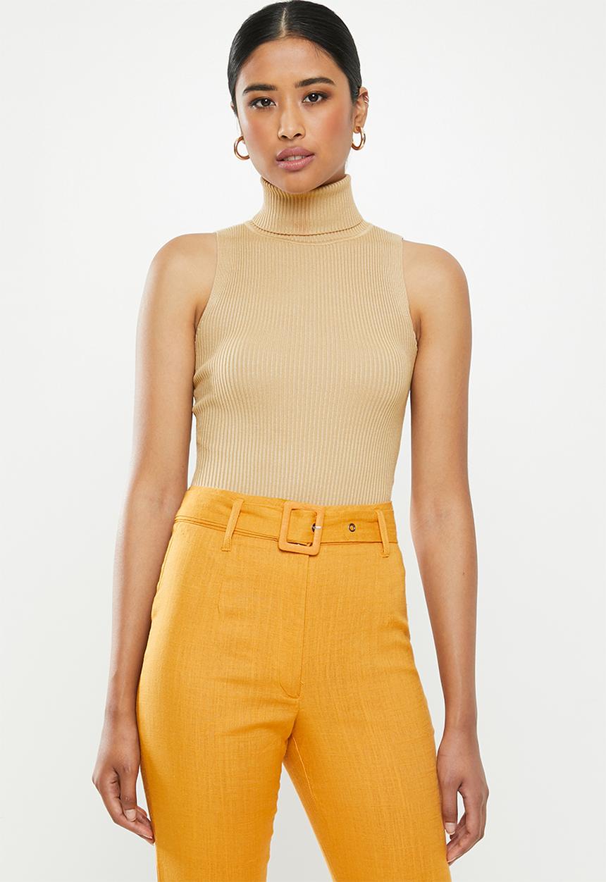 Missguided - Roll neck sleeveless bodysuit - beige