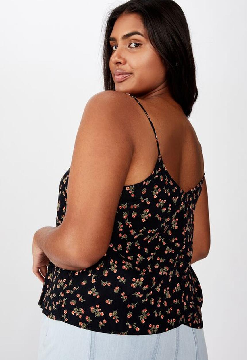 Cotton On - Curve astrid cami Victoria floral - black & red 