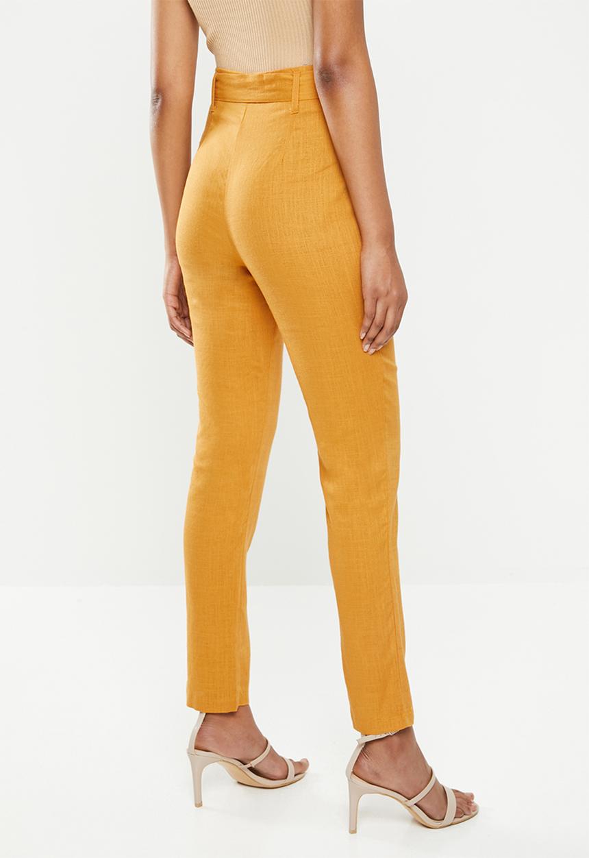 Missguided - Linen belted cigarette trousers - orange