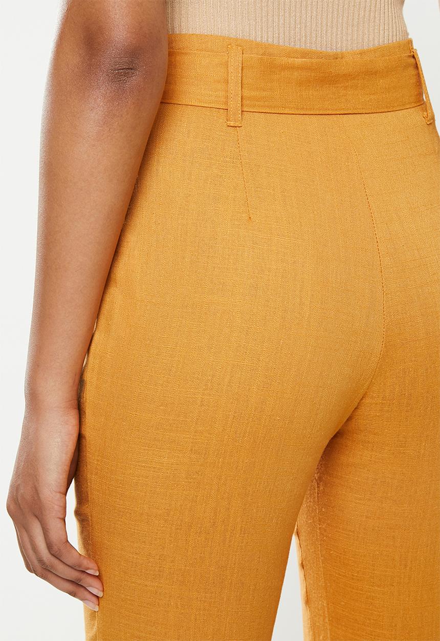 Missguided - Linen belted cigarette trousers - orange