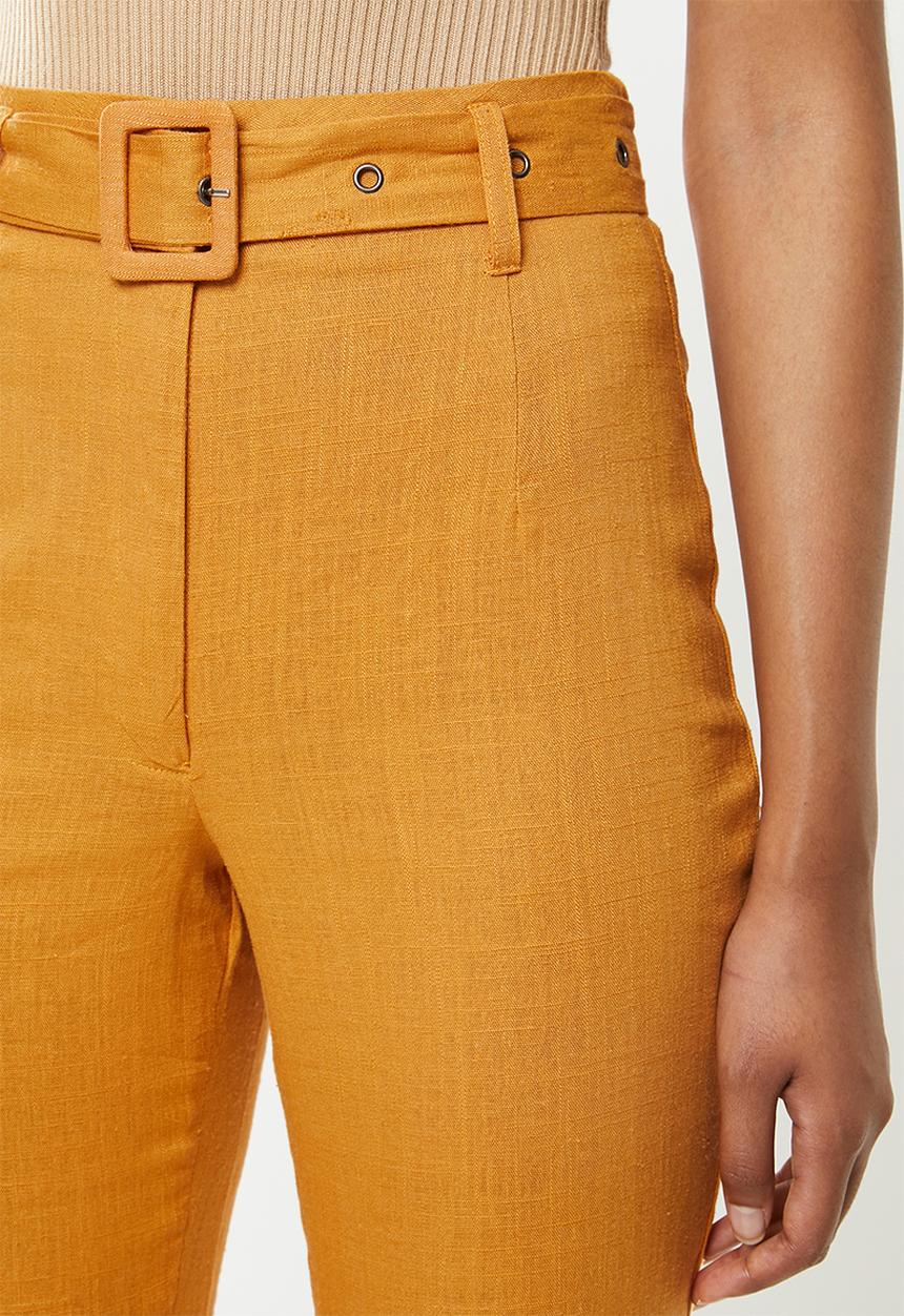 Missguided - Linen belted cigarette trousers - orange