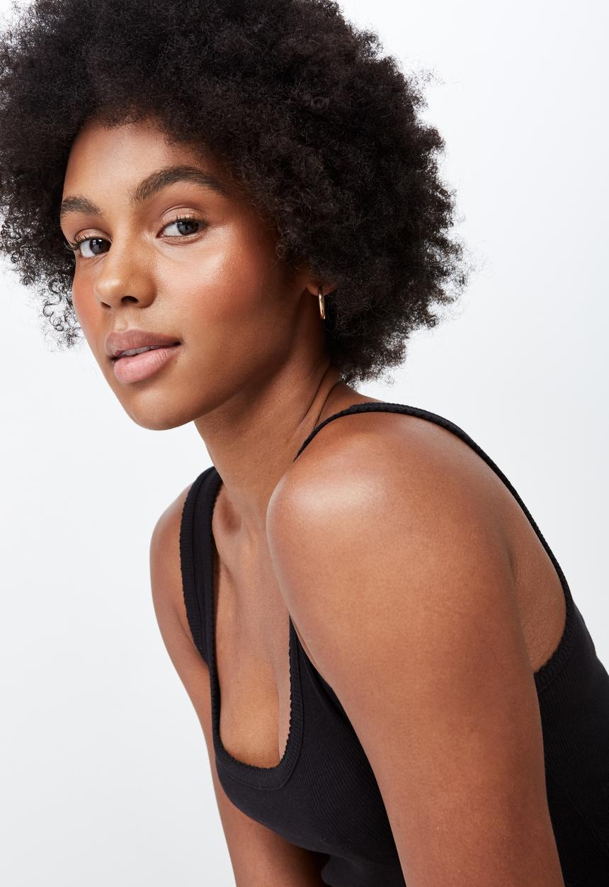 Factorie - Picot trim detail tank top - black