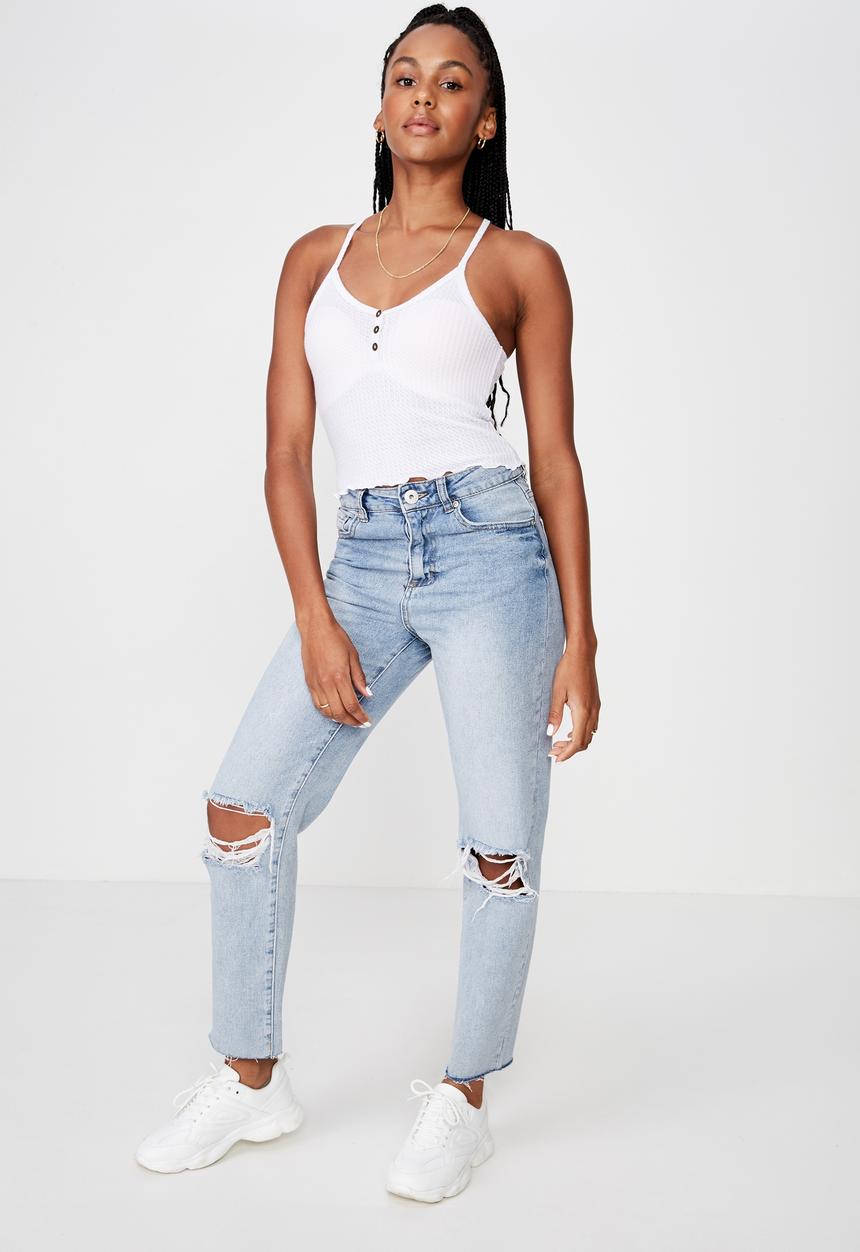 Factorie - Textured Henley racer back singlet - white