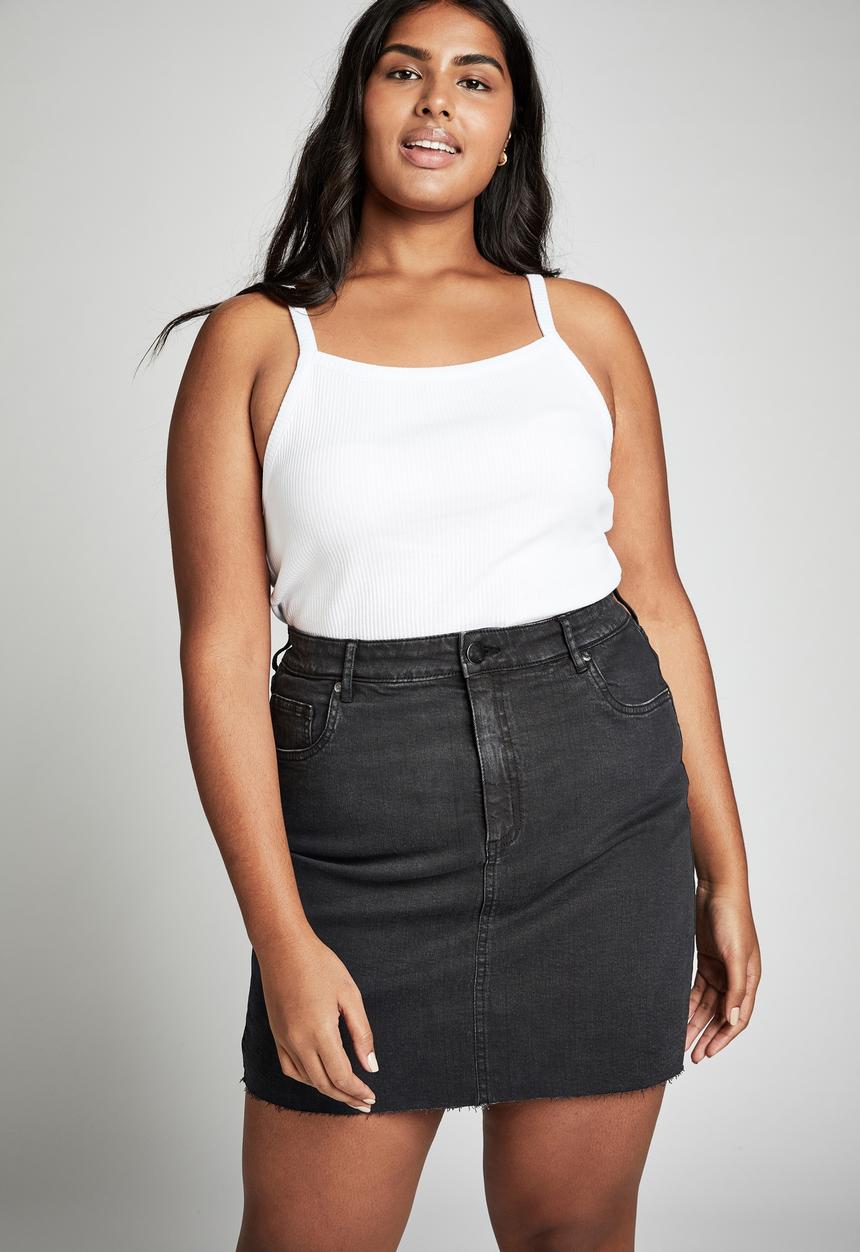 Cotton On - Curve denim skirt - black
