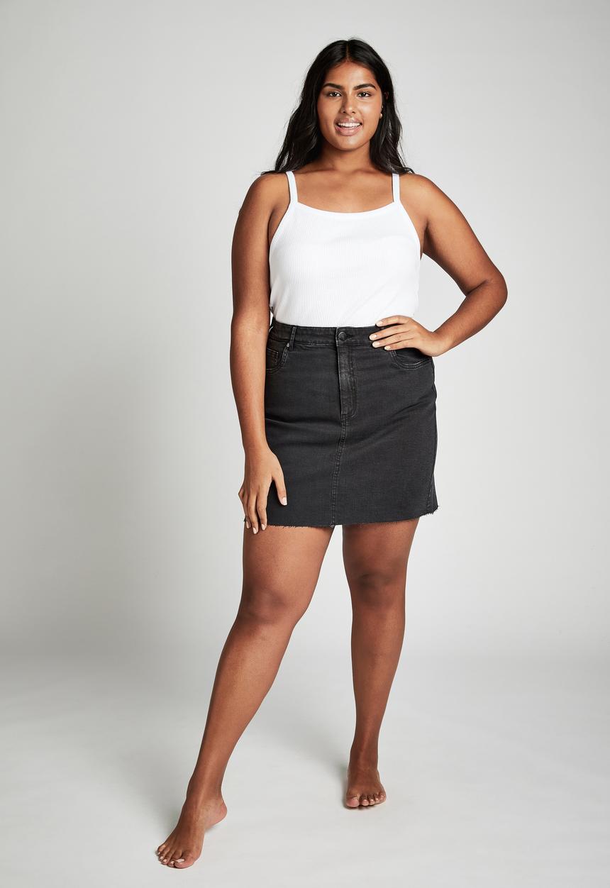 Cotton On - Curve denim skirt - black