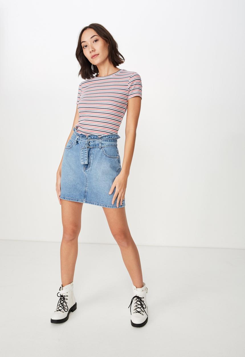 Factorie - Paperbag denim skirt - blue