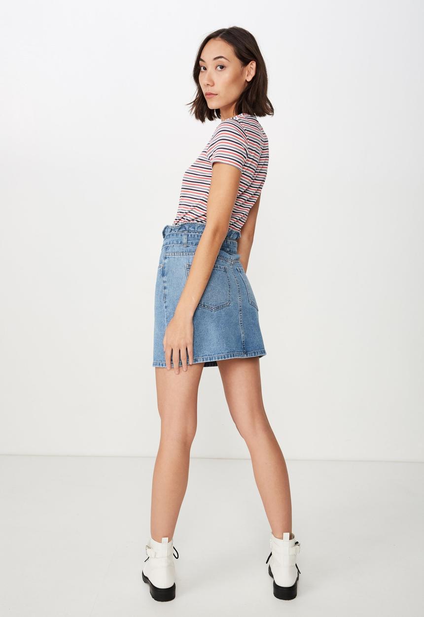Factorie - Paperbag denim skirt - blue
