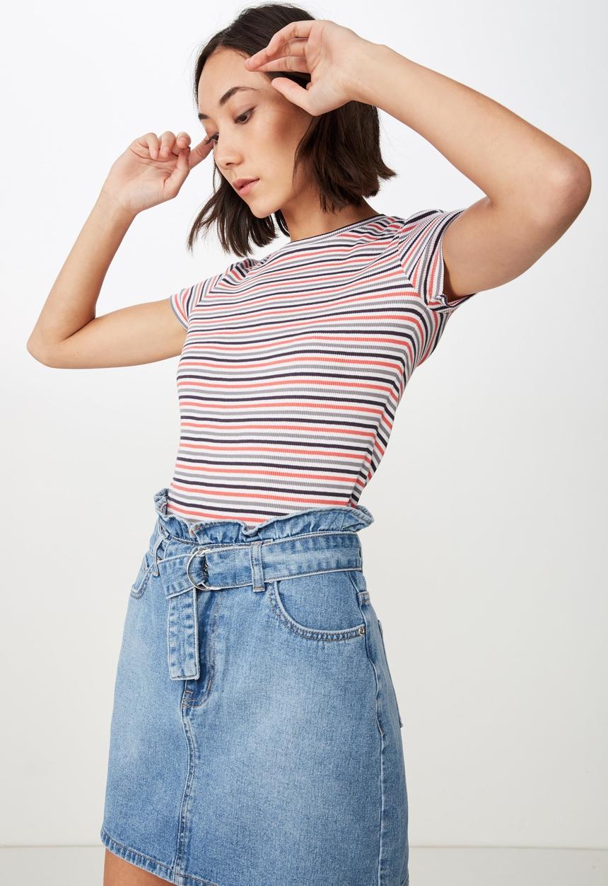 Factorie - Paperbag denim skirt - blue