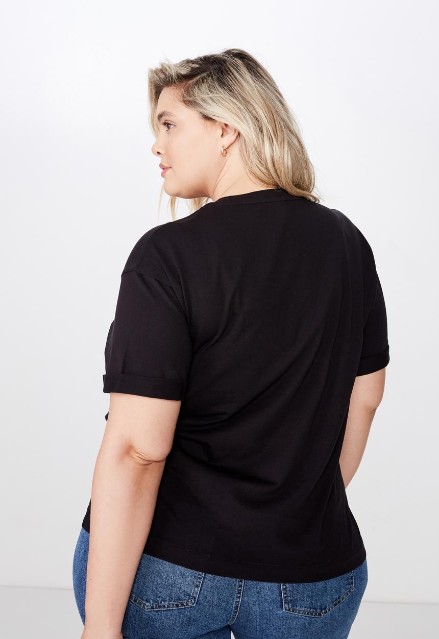 Cotton On - Curve relaxed boyfriend tee - black