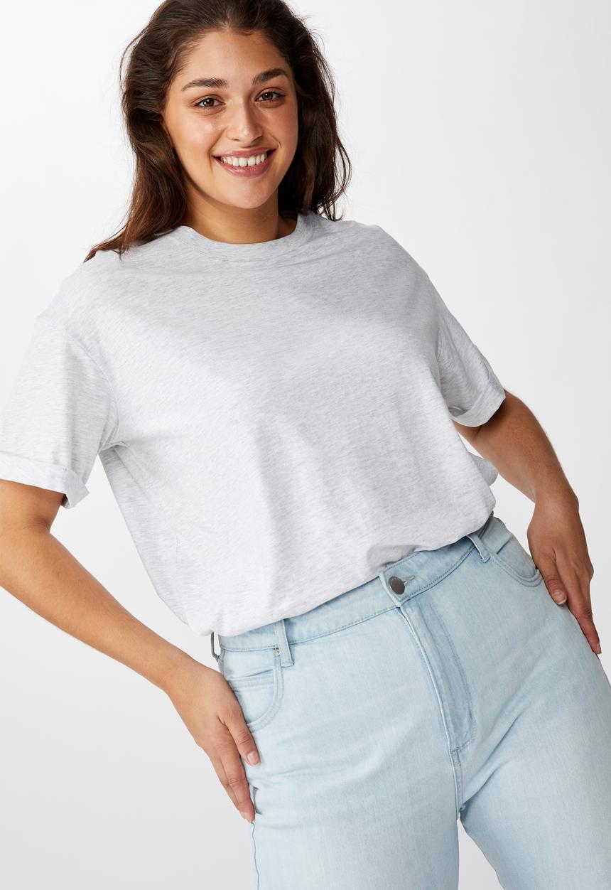 Cotton On - Curve relaxed boyfriend tee - grey 