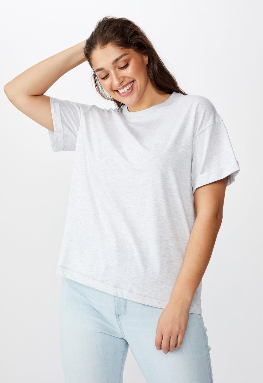 Cotton On - Curve relaxed boyfriend tee - grey 