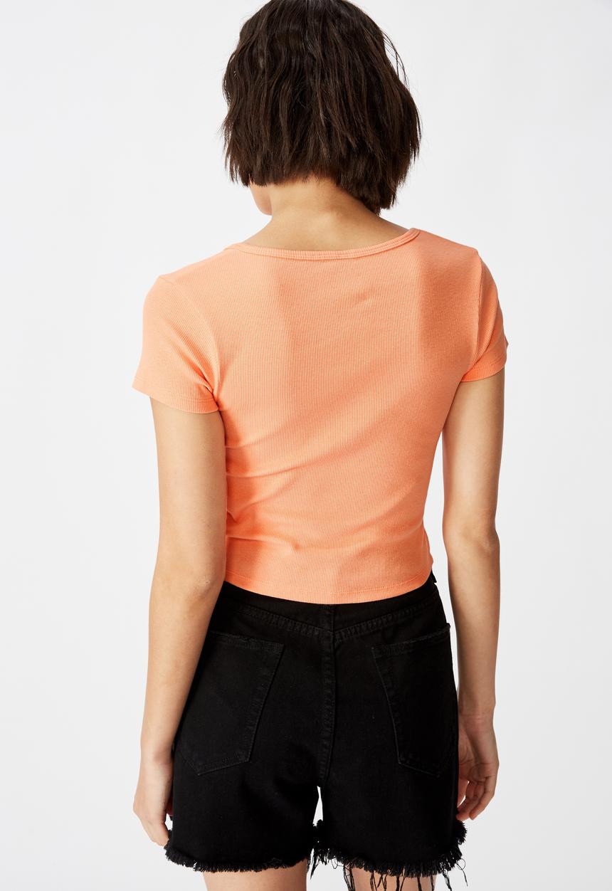 Factorie - Snap thru rib Henley - peach