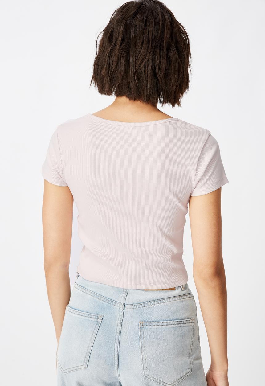 Factorie - Snap thru rib Henley - pink 