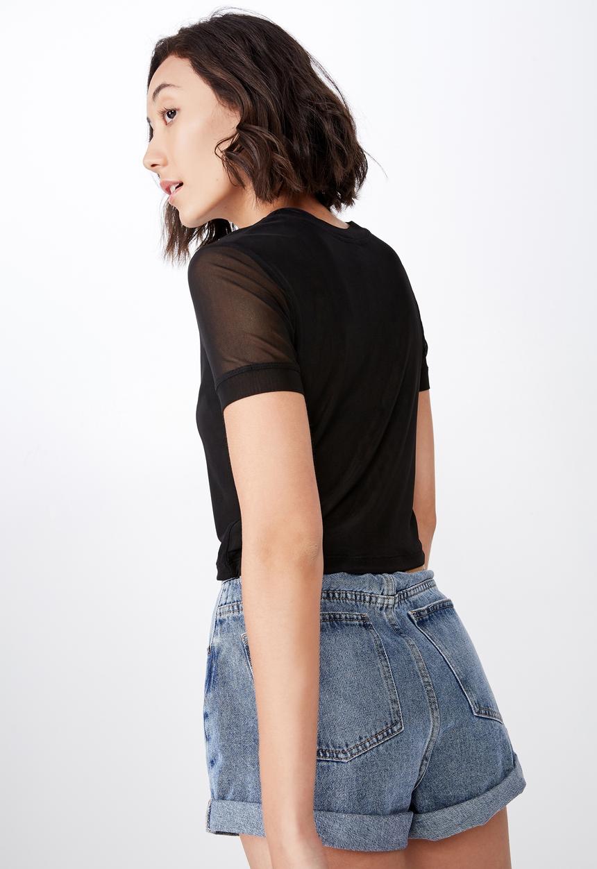 Factorie - Mesh crop cami - black