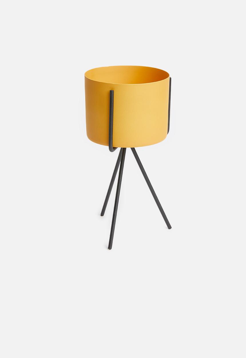 Present Time - Pedestal plant pot set - ochre yellow