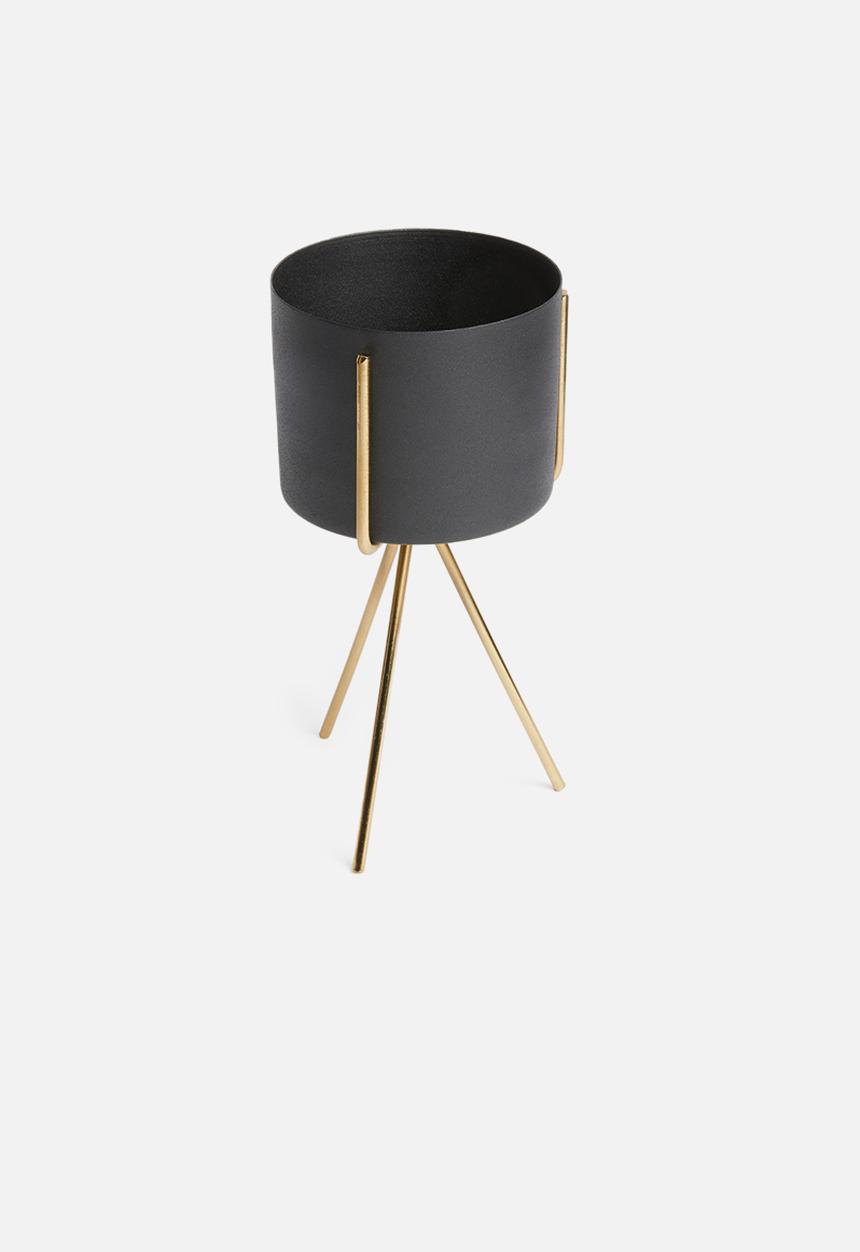 Present Time - Pedestal iron plant pot set - black