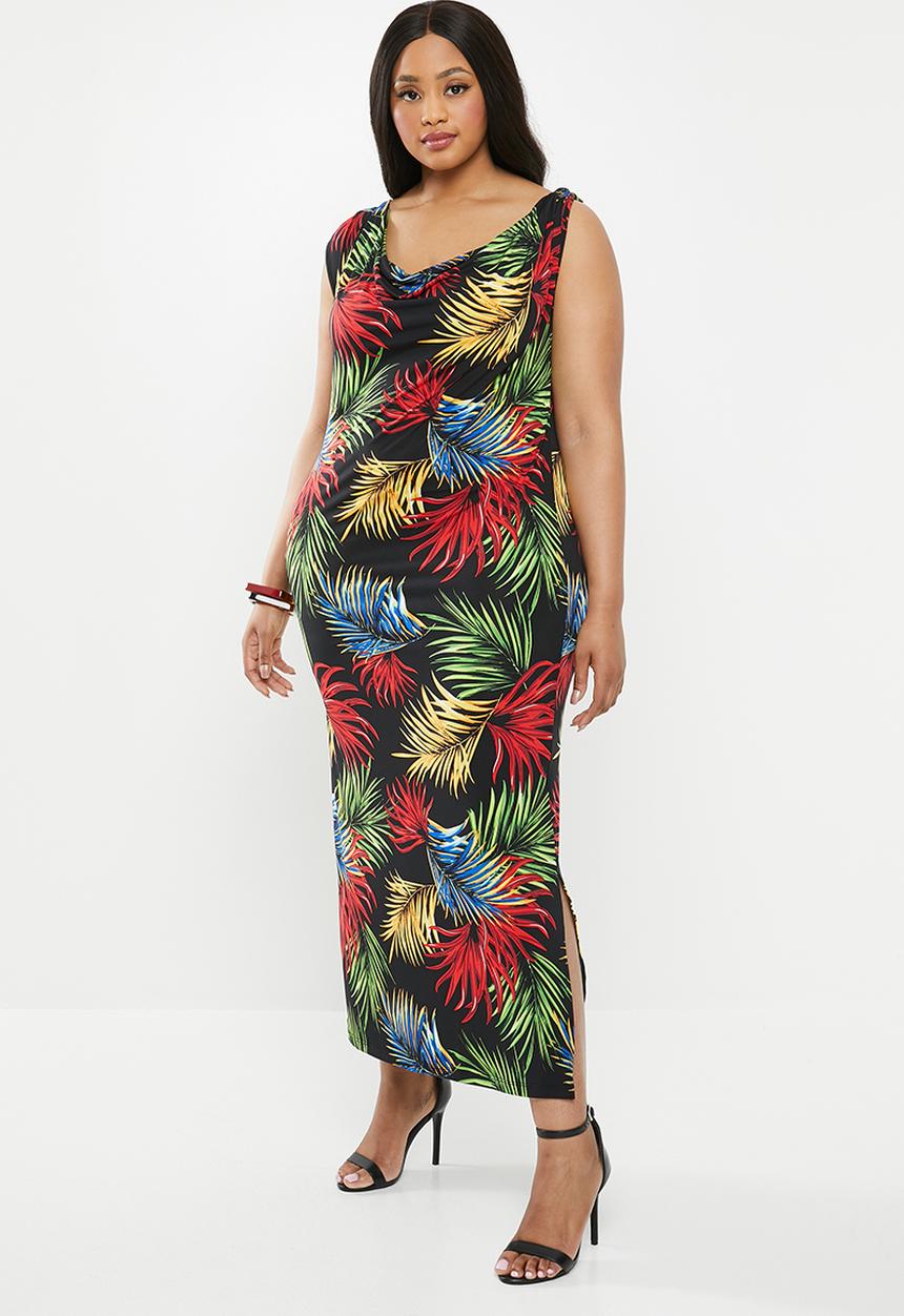 edit Plus - Cowl front classic dress - multi