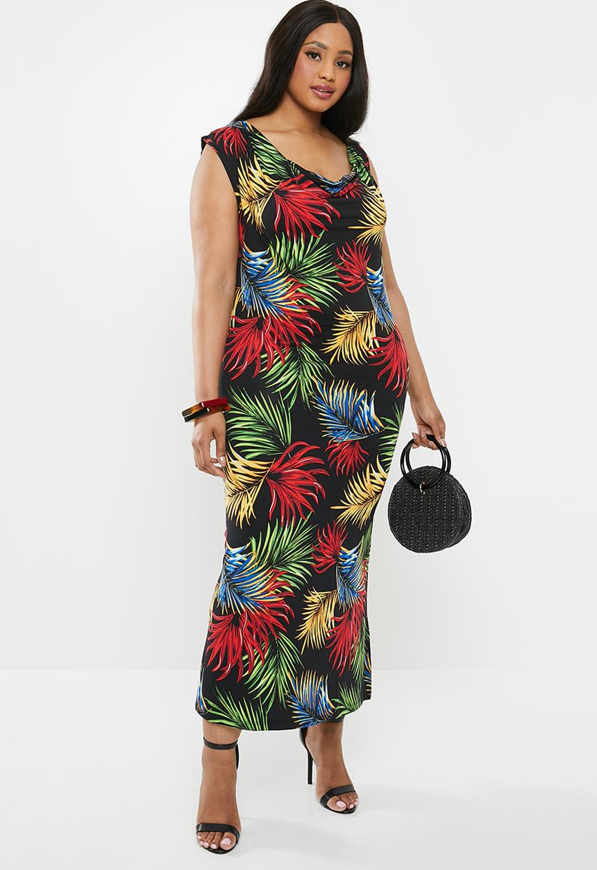 edit Plus - Cowl front classic dress - multi