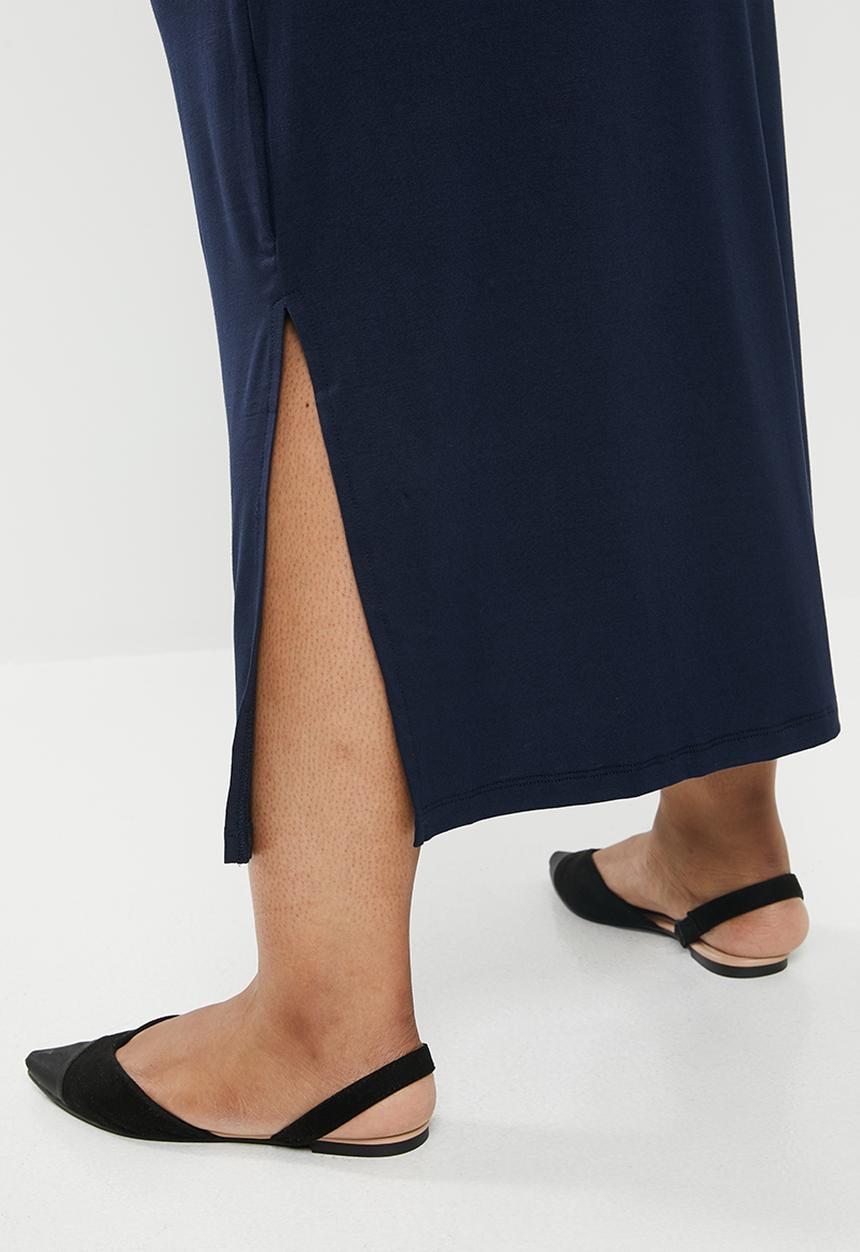 edit Plus - Cowl front classic dress - navy