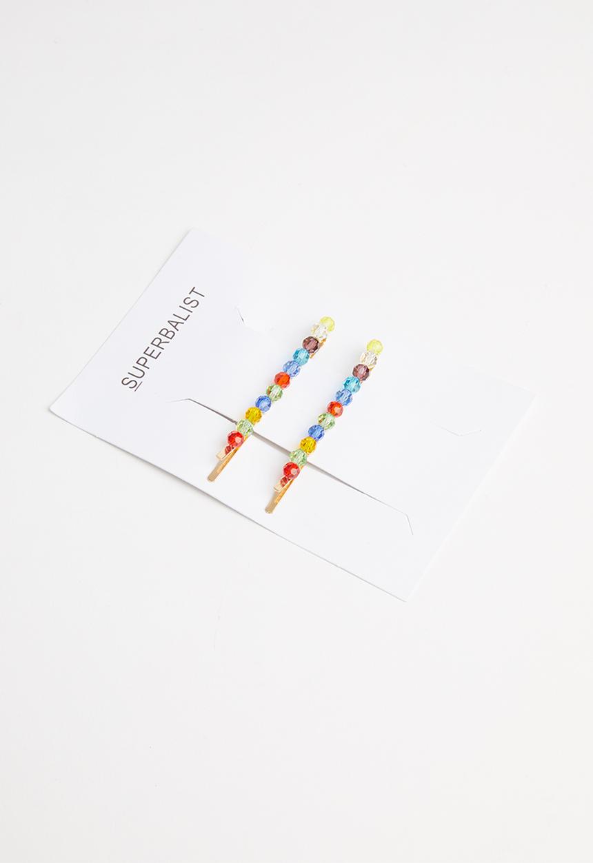 Superbalist - Multi stone hair clip set - multi