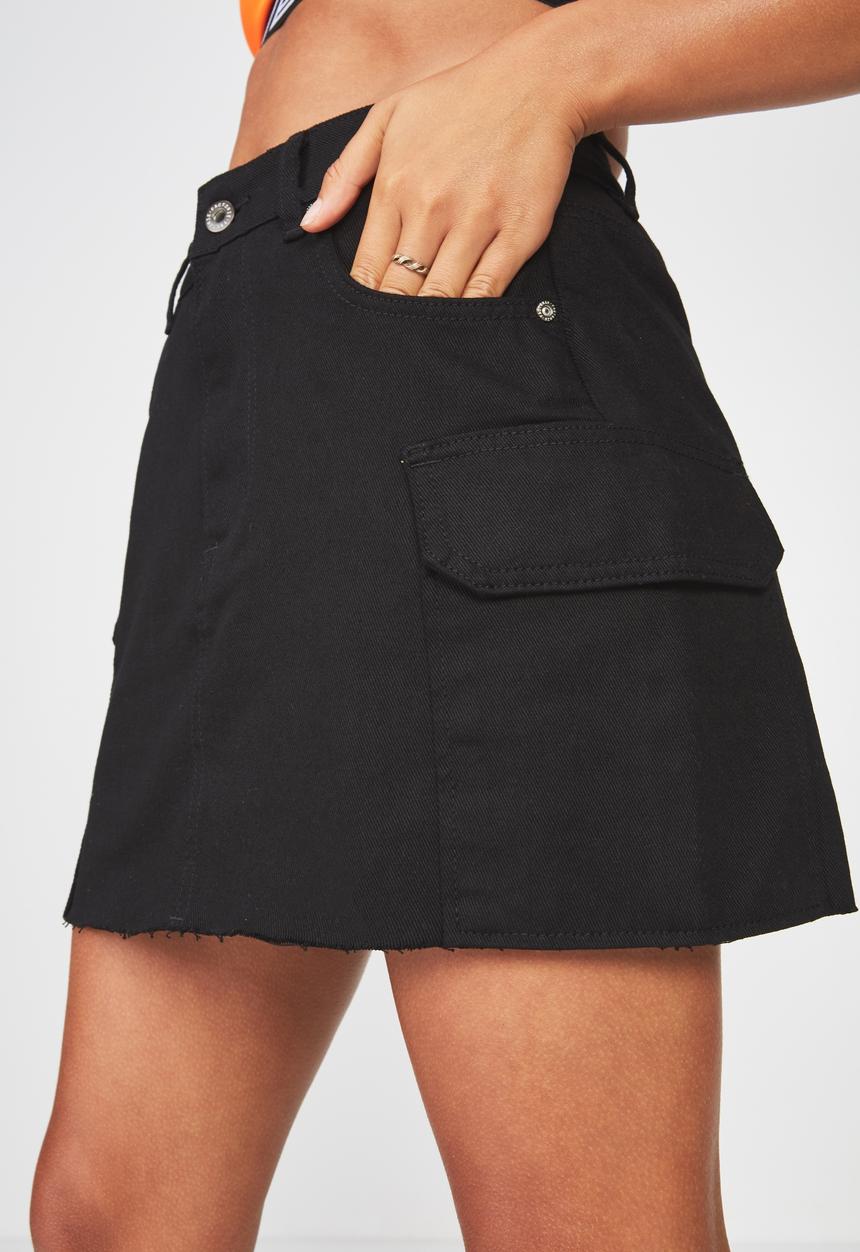 Factorie - Utility denim skirt - black
