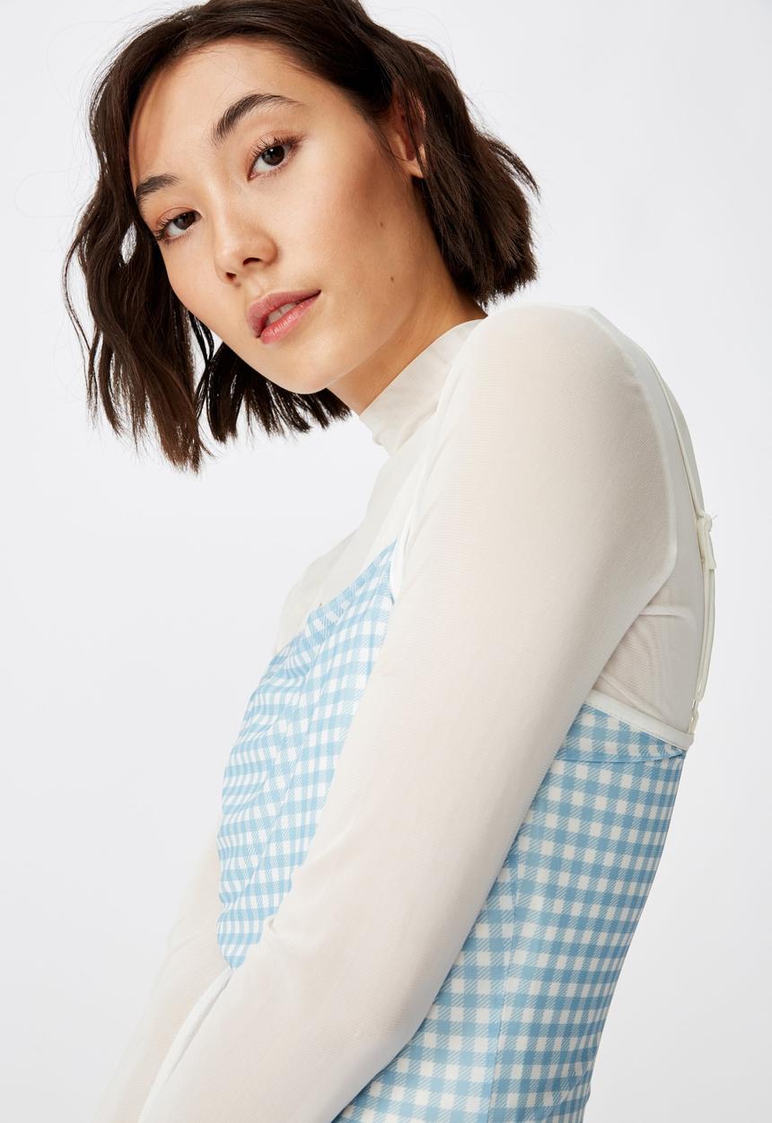 Factorie - Mesh mini dress angel falls - blue & white 