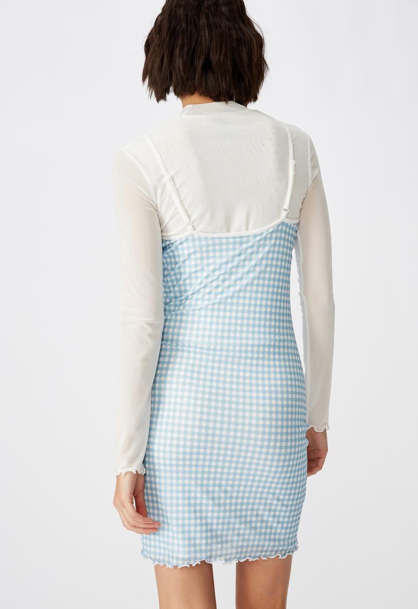 Factorie - Mesh mini dress angel falls - blue & white 