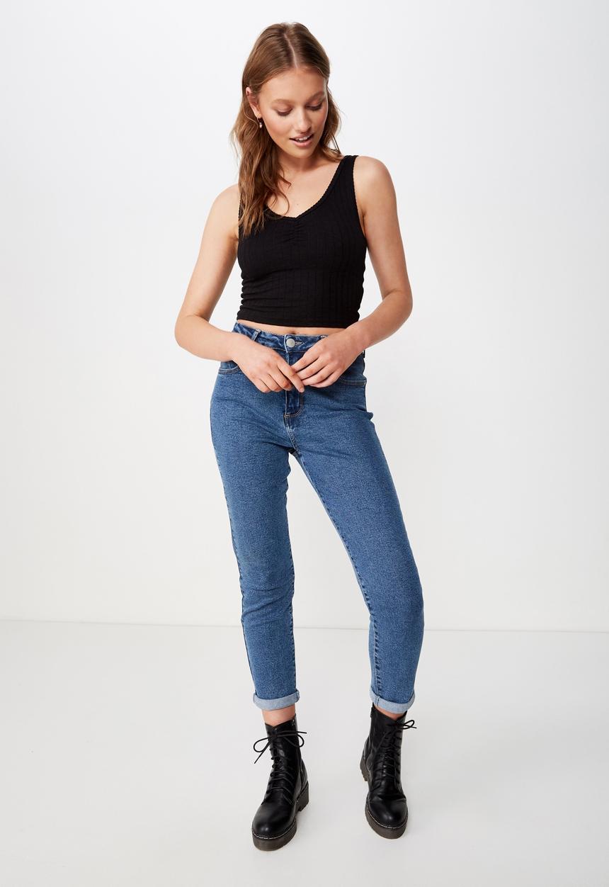 Cotton On - The pointelle tank top  - black