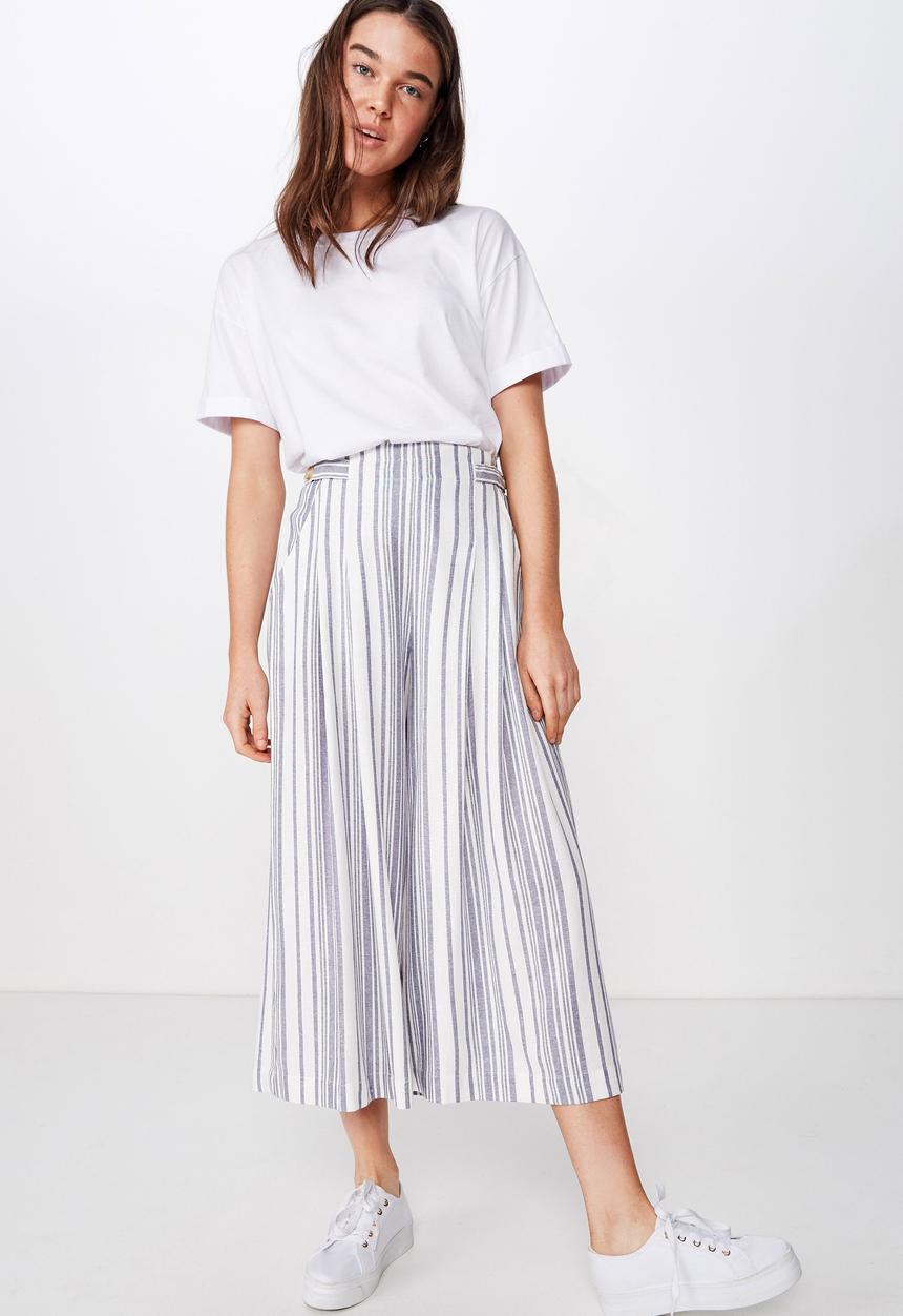 Cotton On - Luna button culotte Lizzie stripe - blue & white