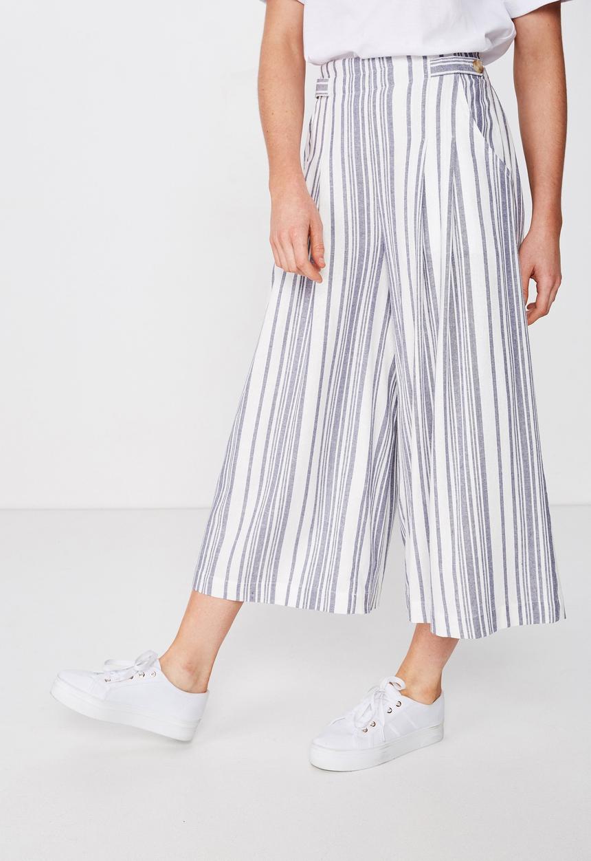 Cotton On - Luna button culotte Lizzie stripe - blue & white