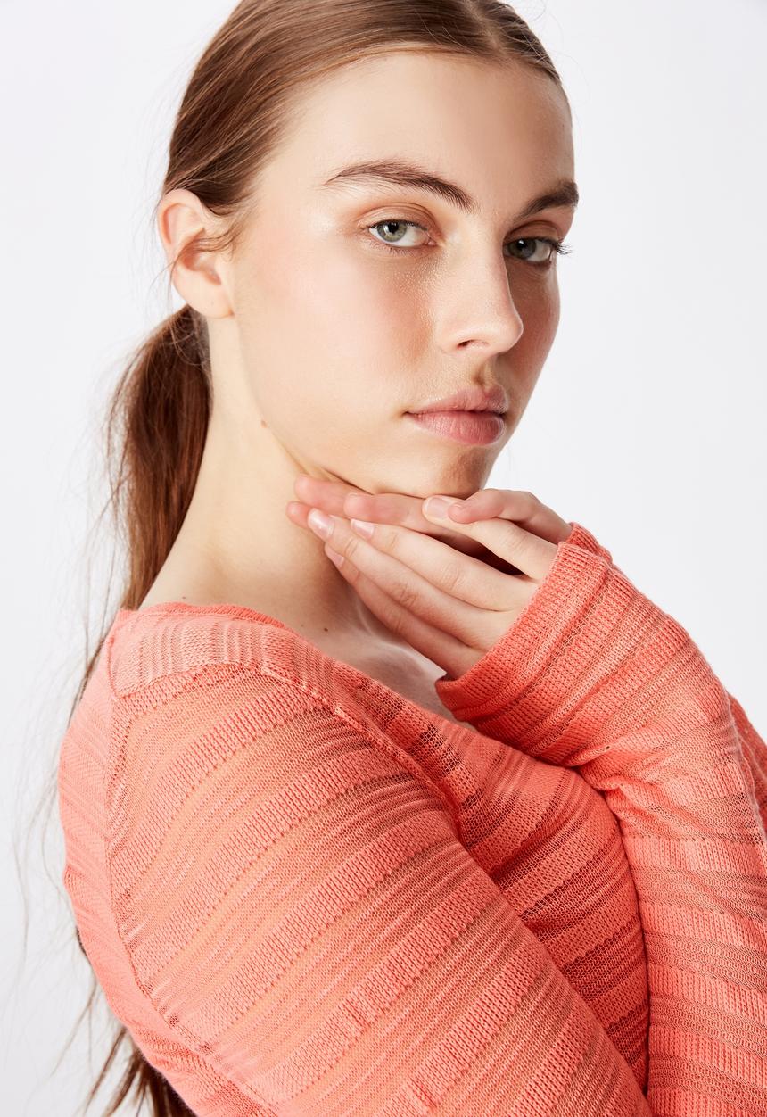Factorie - Textured table cardi - orange 