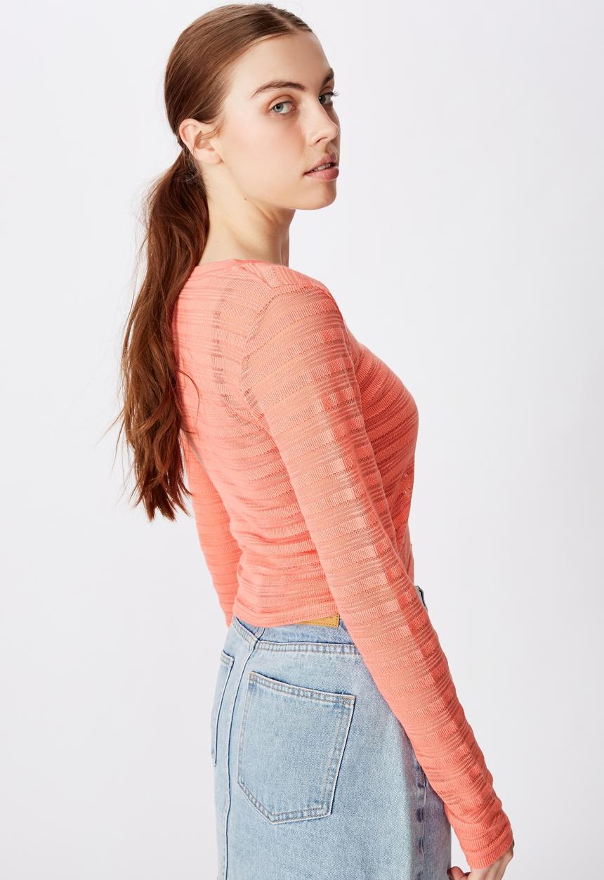 Factorie - Textured table cardi - orange 
