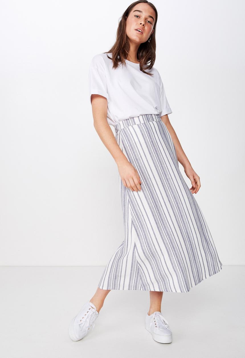 Cotton On - Woven Whitney midi skirt - blue & white 